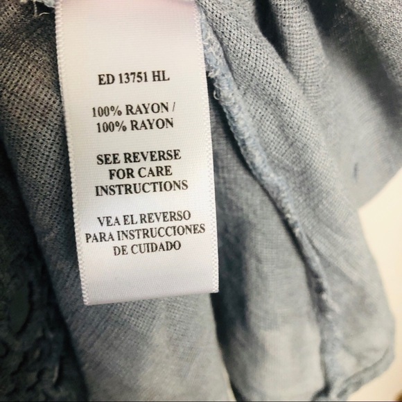 En Creme Blue Tunic Top Crochet Trim Long Sleeve Small Boho‎ Blouse - Picture 6 of 9